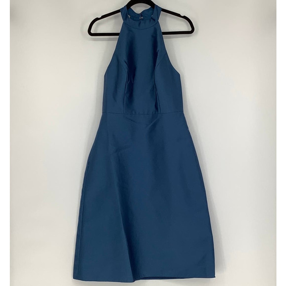 NEW! Alfred Sung Sz 10 High Neck Open Back Satin Cocktail Dress $200 msrp I22-15 - Picture 3 of 11